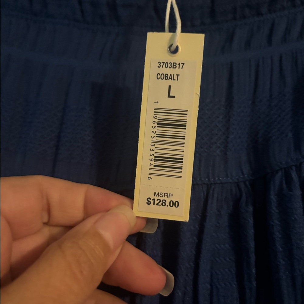 Max Studio NWT Cobalt Cotton Textured Knit Midi Skirt Size Large W16-21” - Picture 8 of 9